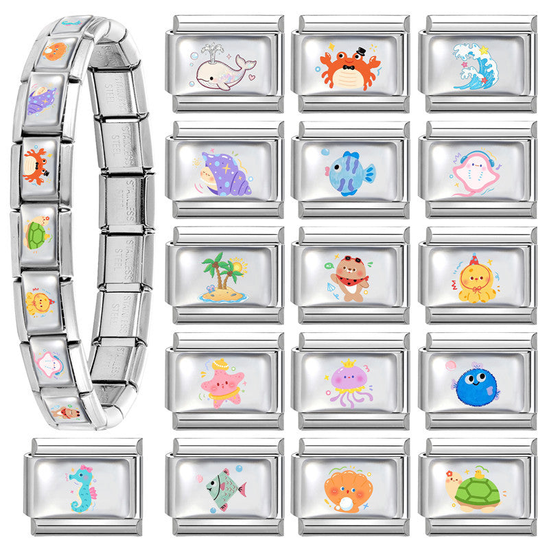 Wholesale Ocean Style Stainless Steel Modular Bracelet Fresh Simple DIY Jewelry Accessory
