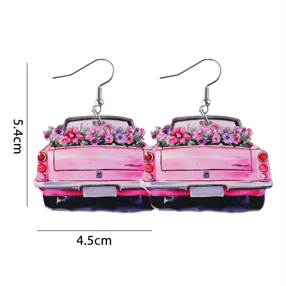 Wholesale Pink Car Flower Acrylic Drop Earrings