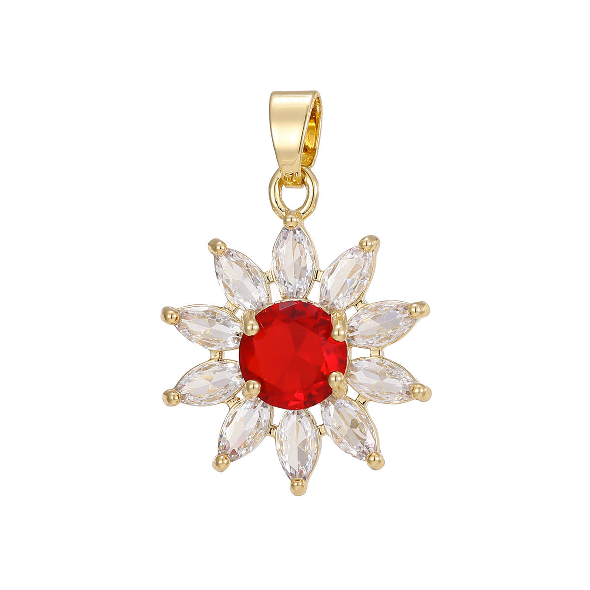 Wholesale Copper Zircon Sunflower Pendant Necklace,  TrendyChic Sunflower Design,  Ideal for Boutique Resale or Everyday Layering Jewelry