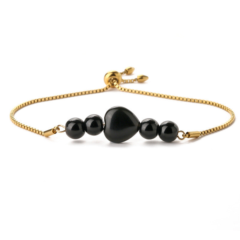 Wholesale Gold Plated Copper Heart Beaded Bracelet Minimalist Unisex Jewelry Accessory For Everyday Wear And Gifting