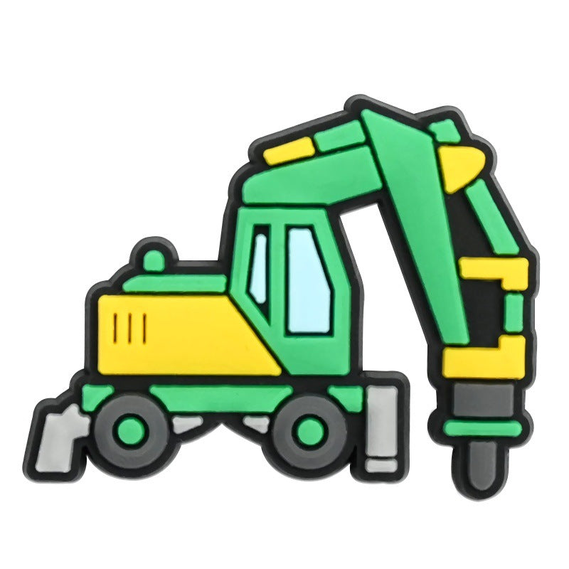 Wholesale Random 100pcs Cartoon construction  PVC Soft Rubber Shoe Buckle Decoration