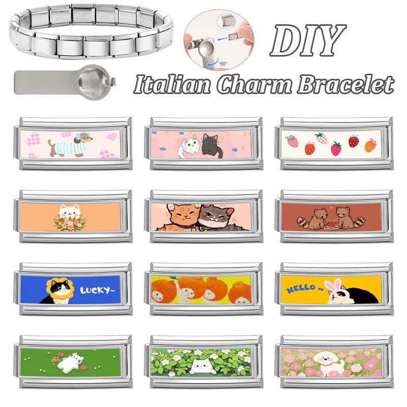 Wholesale  Italian Charm Bracelet 9mm DIY Splicing Cute Creative Stainless Steel Composable Bracelet