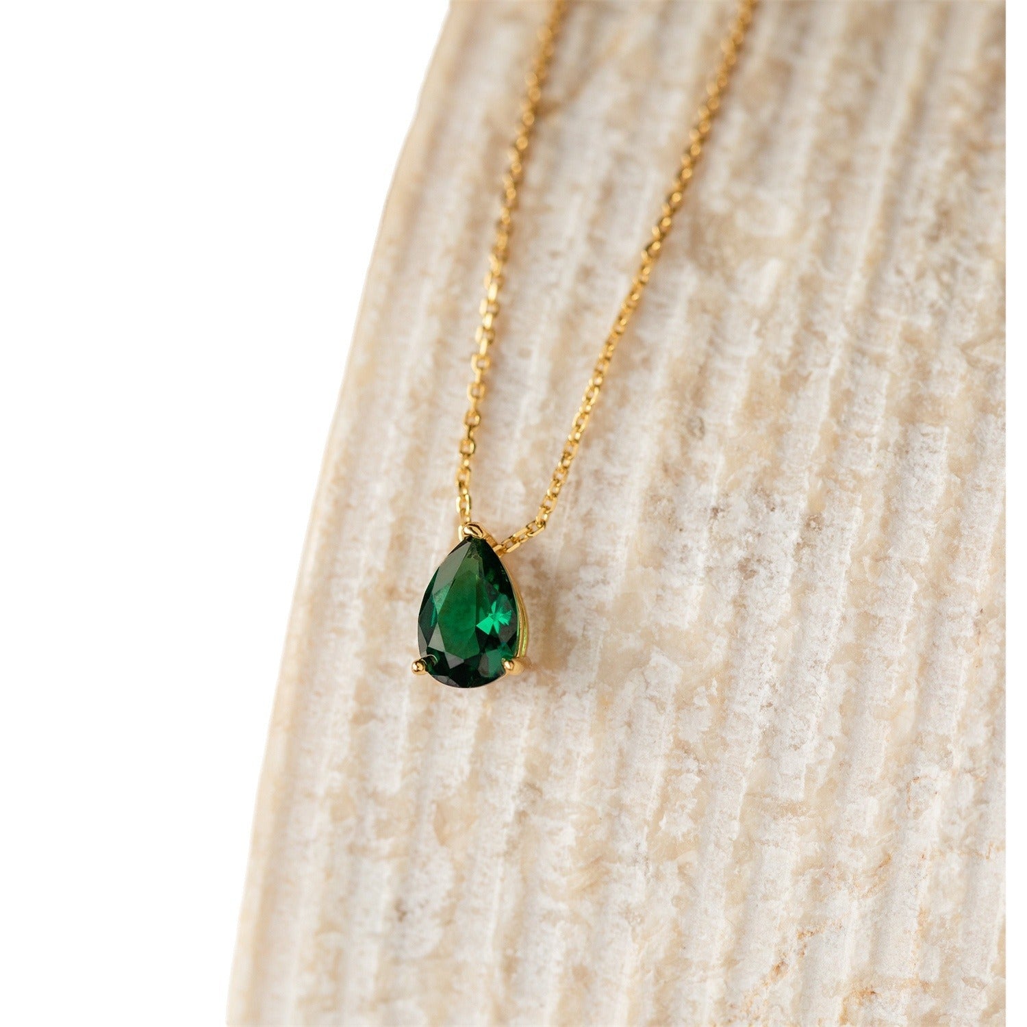 Wholesale Titanium steel pear-shaped water drop zircon 12th birthday stone birthstone necklace