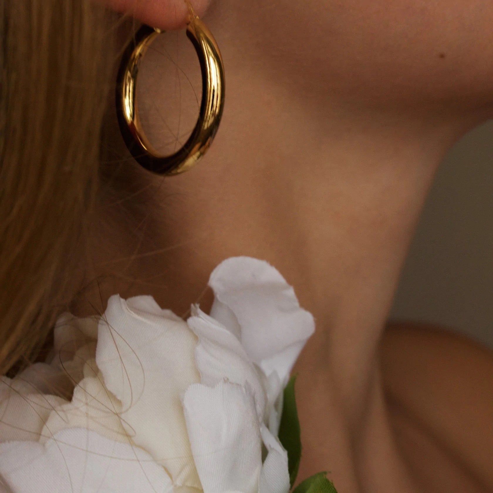 Wholesale 18K gold classic simple smooth plain ring earrings