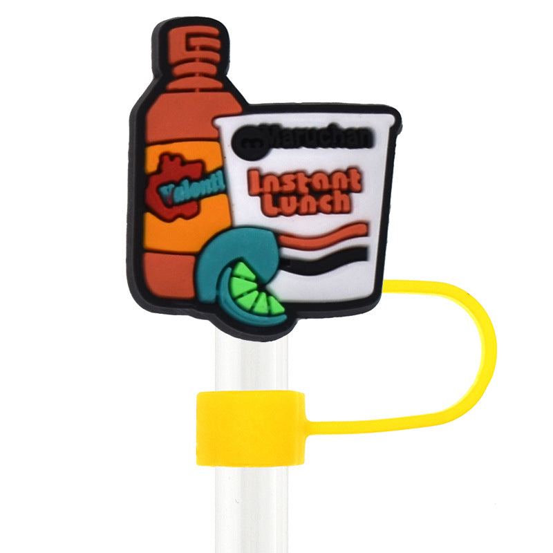 Wholesale  Random 100pcs Mexican Series  10mm PVC Soft Straw Tube Cap