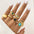 Wholesale  turquoise twist ring 6-piece gold wave knuckle ring