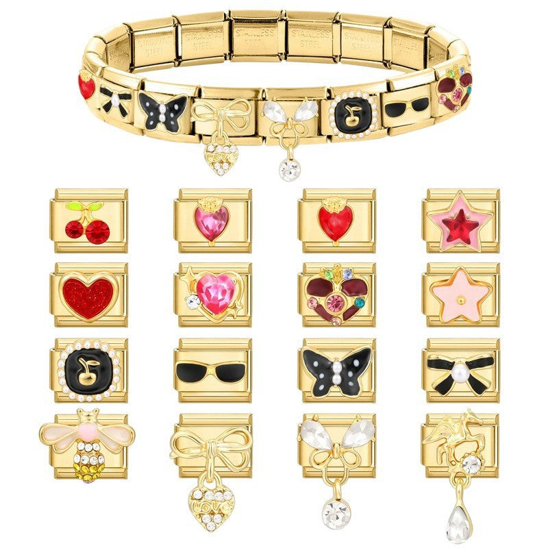 Wholesale Stainless Steel Gold European Style Bowknot DIY Charm Bracelet Jewelry Accessory For Everyday Wear