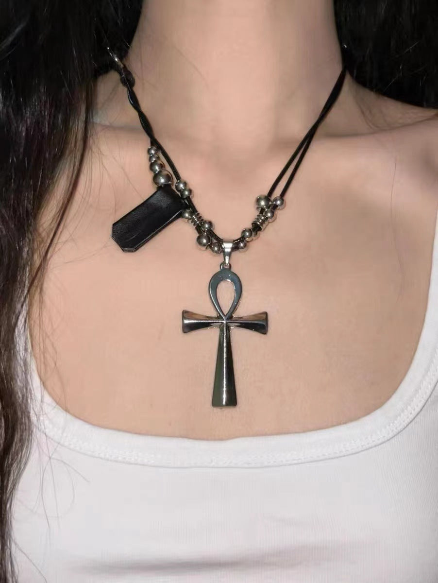 Wholesale Punk Heavy Industrial Cross Long Necklace