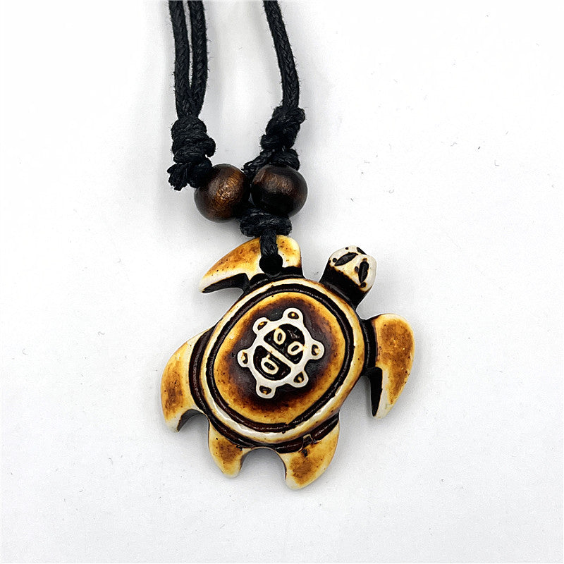 Wholesale Vintage Turtle Necklace Carved Turtle Pendant Resin Sweater Chain ACC-NE-ShuangDe001