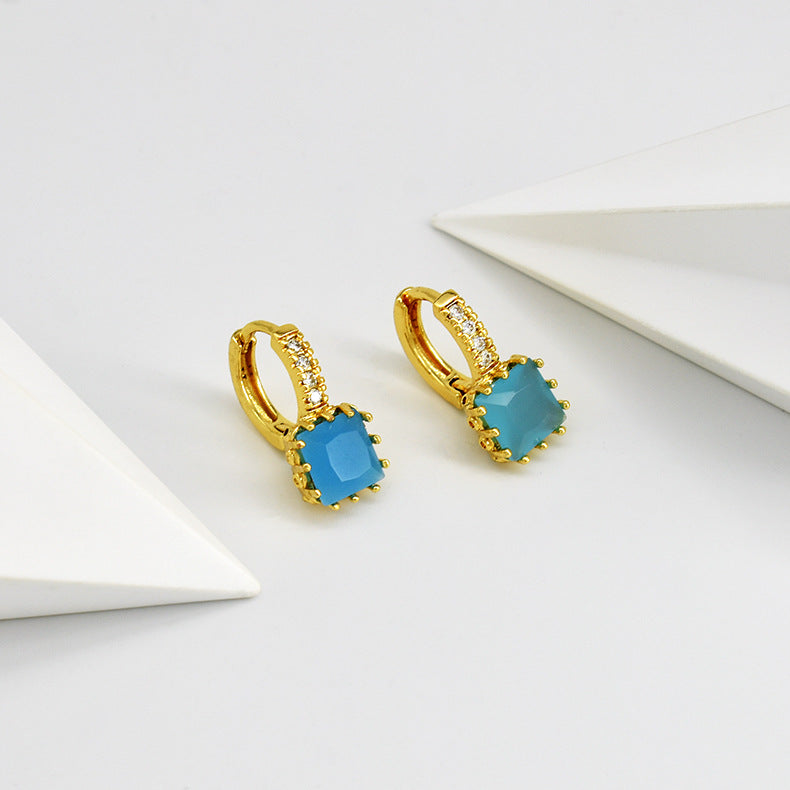 Wholesale Copper Square Zircon Earrings