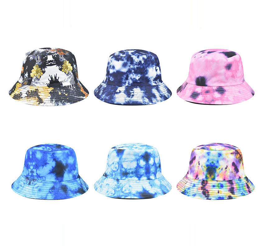 Wholesale Tie Dye Bucket Hat Unisex Hip Hop Style Trendy Summer Sun Protection Hat Fashion Accessory