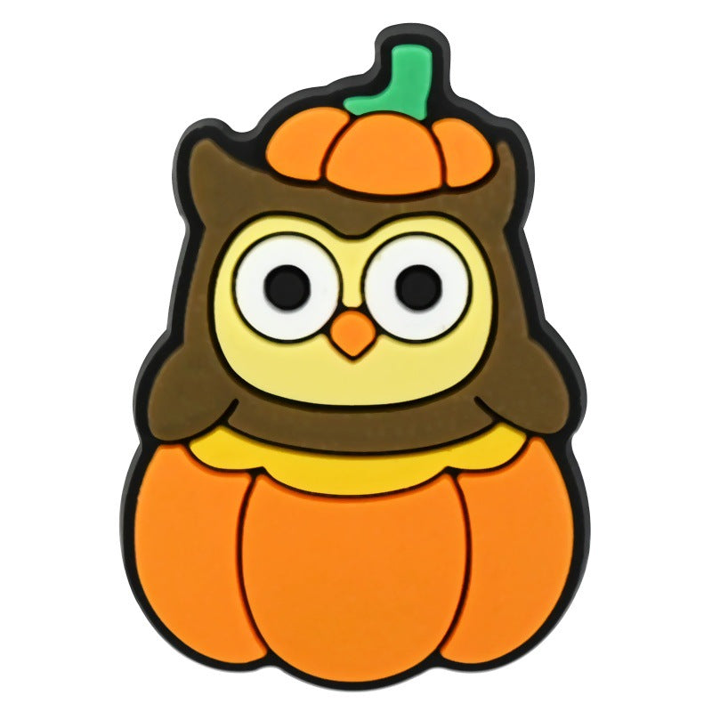 Decorazione casuale all'ingrosso della fibbia della scarpa in gomma morbida in PVC serie zucca da 100 pezzi