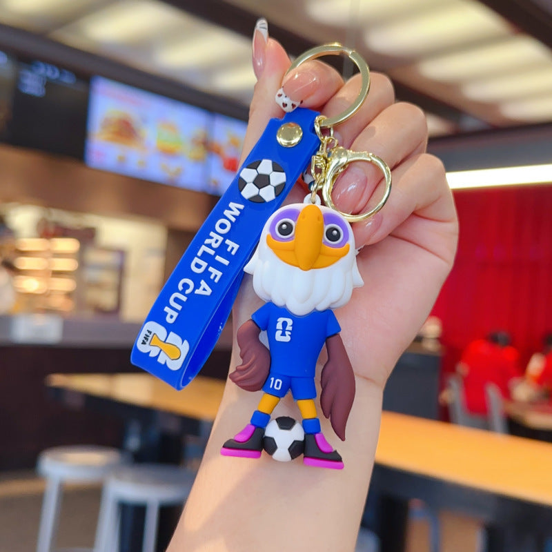 Wholesale PVC Cartoon World Cup Mascot Keychain Pendant Cute Doll Key Ring Car Key Accessory