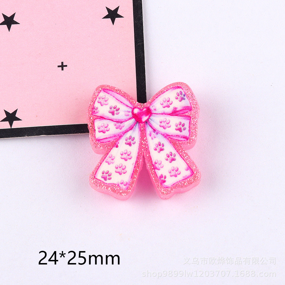 Wholesale 5pcs Acrylic Bow Straight Hole Cartoon Beads