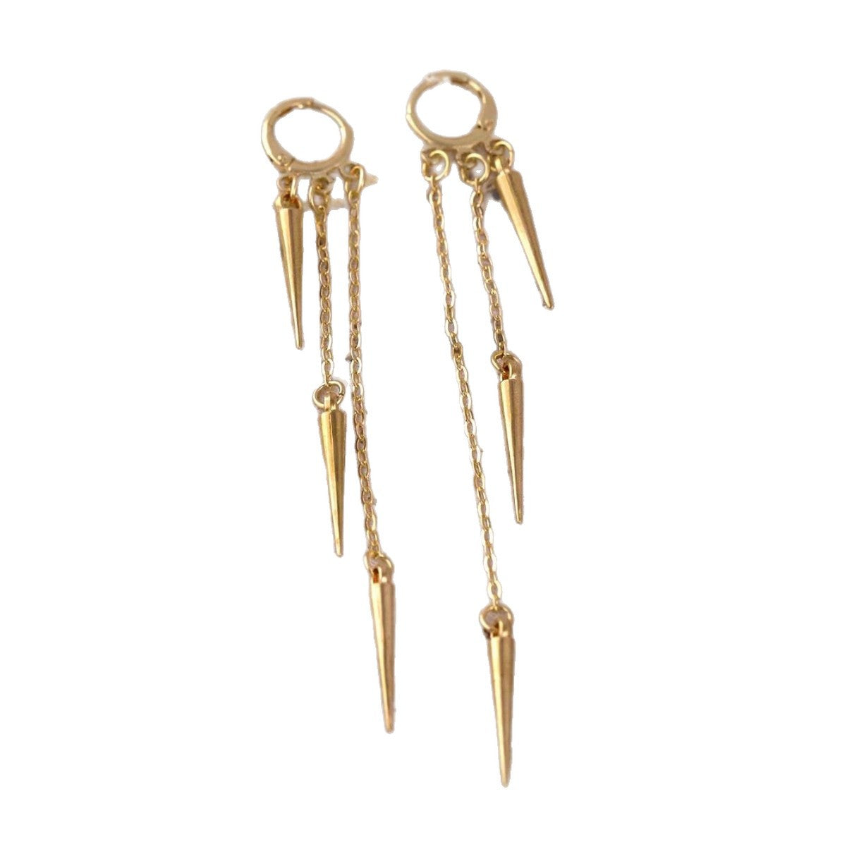 Wholesale Plastic Electroplated Conical Tassel Pendant Earrings Punk Style Fashion Accessory for Women