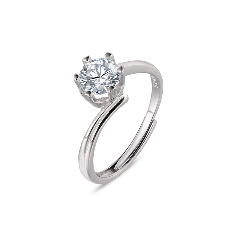 Wholesale S925 sterling silver moissanite Diamond Adjustable  Ring
