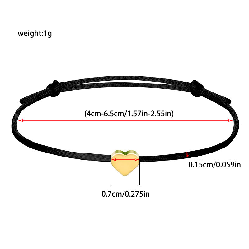 Wholesale Black And Gold Heart Bracelet Set Minimalist Pull Cord Rope Bracelets Everyday Wear Fashion Jewelry Accessory