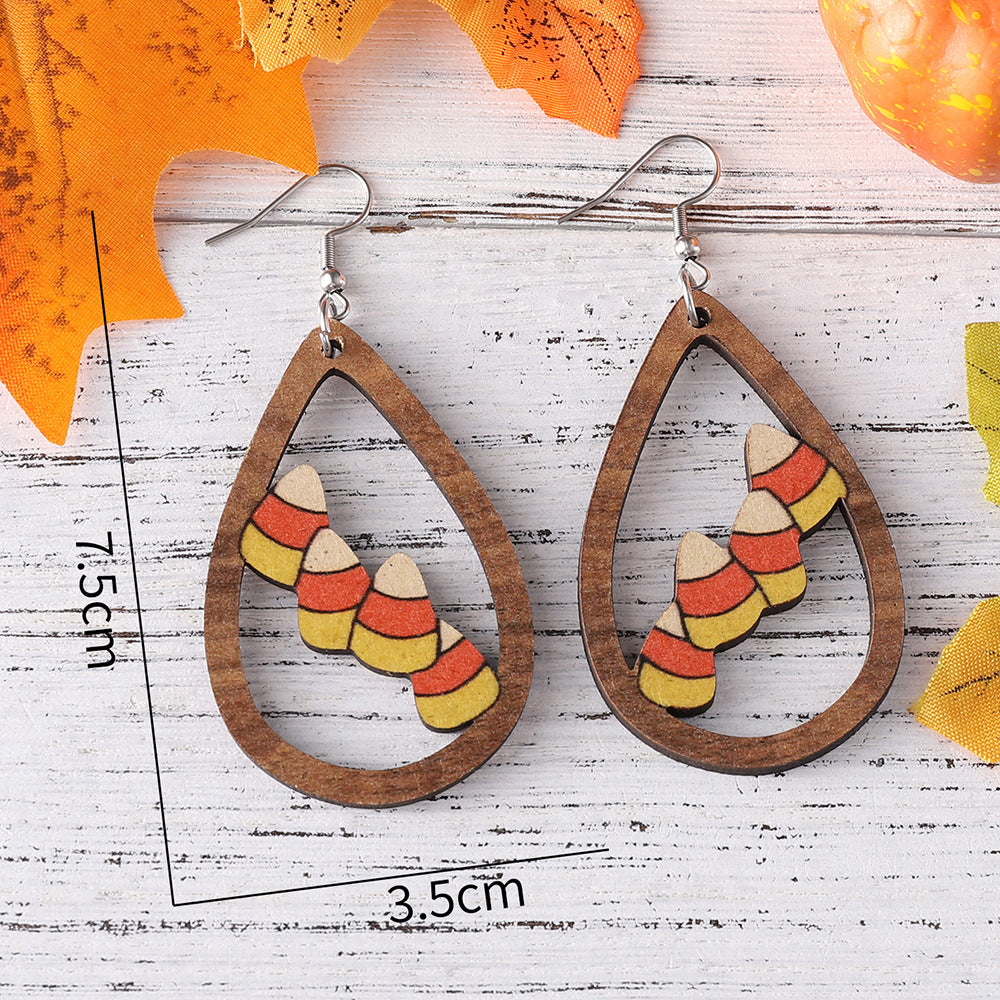 Wholesale Thanksgiving Acorn Water Drop Hollow Pendant Earrings