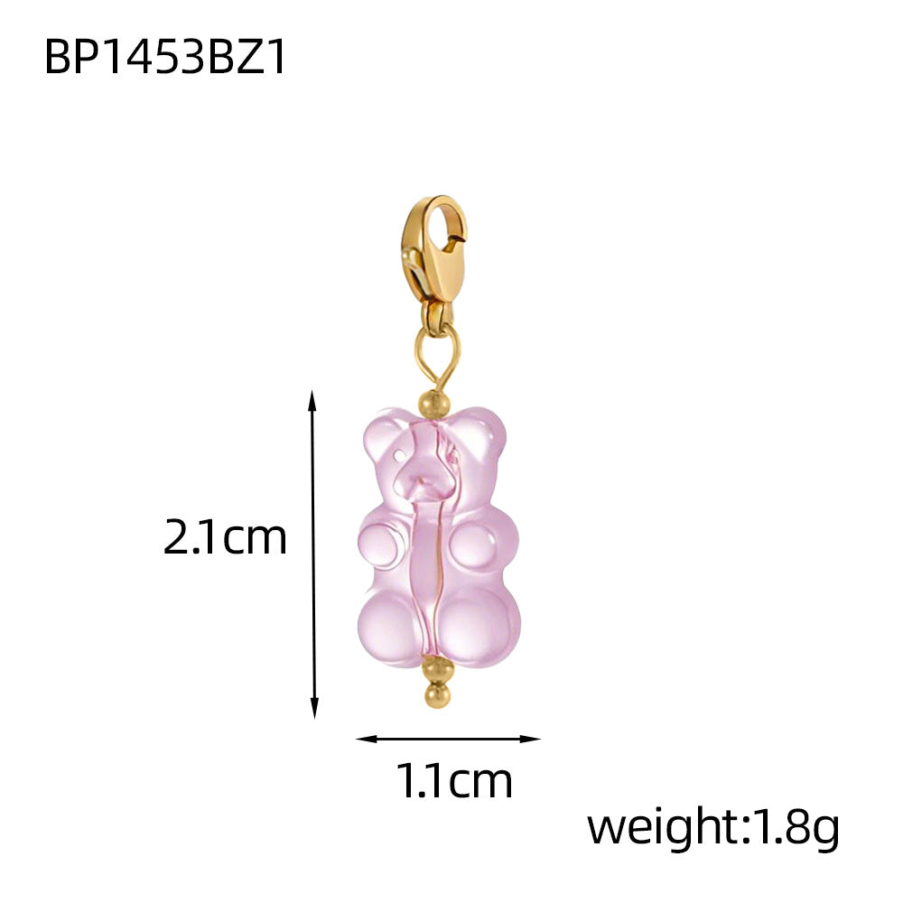Wholesale  Macaron Colorful Bear DIY Jewelry Pendant