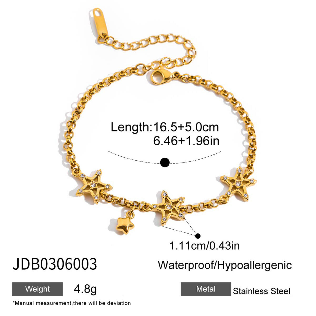 Wholesale 18K Stainless Steel Flower Bracelet with Diamonds