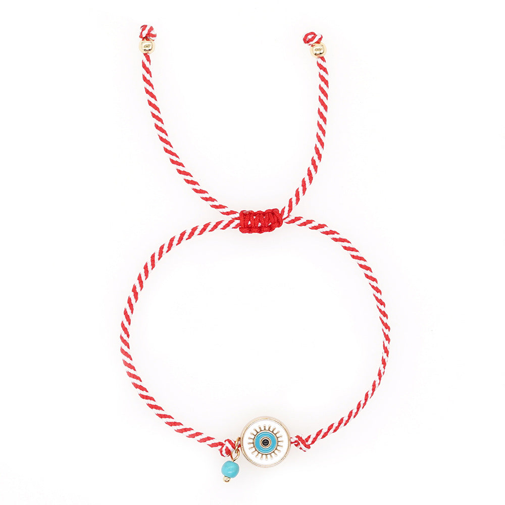 Wholesale Bohemian Red Eyes Red and White Rope Bracelet