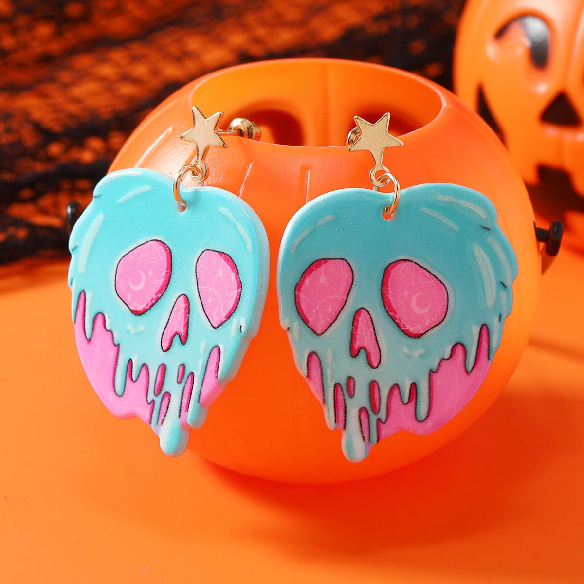 Wholesale  Gothic Skull Bat Pendant Earring Set Alloy Electroplated Fashion Accessory for Resale