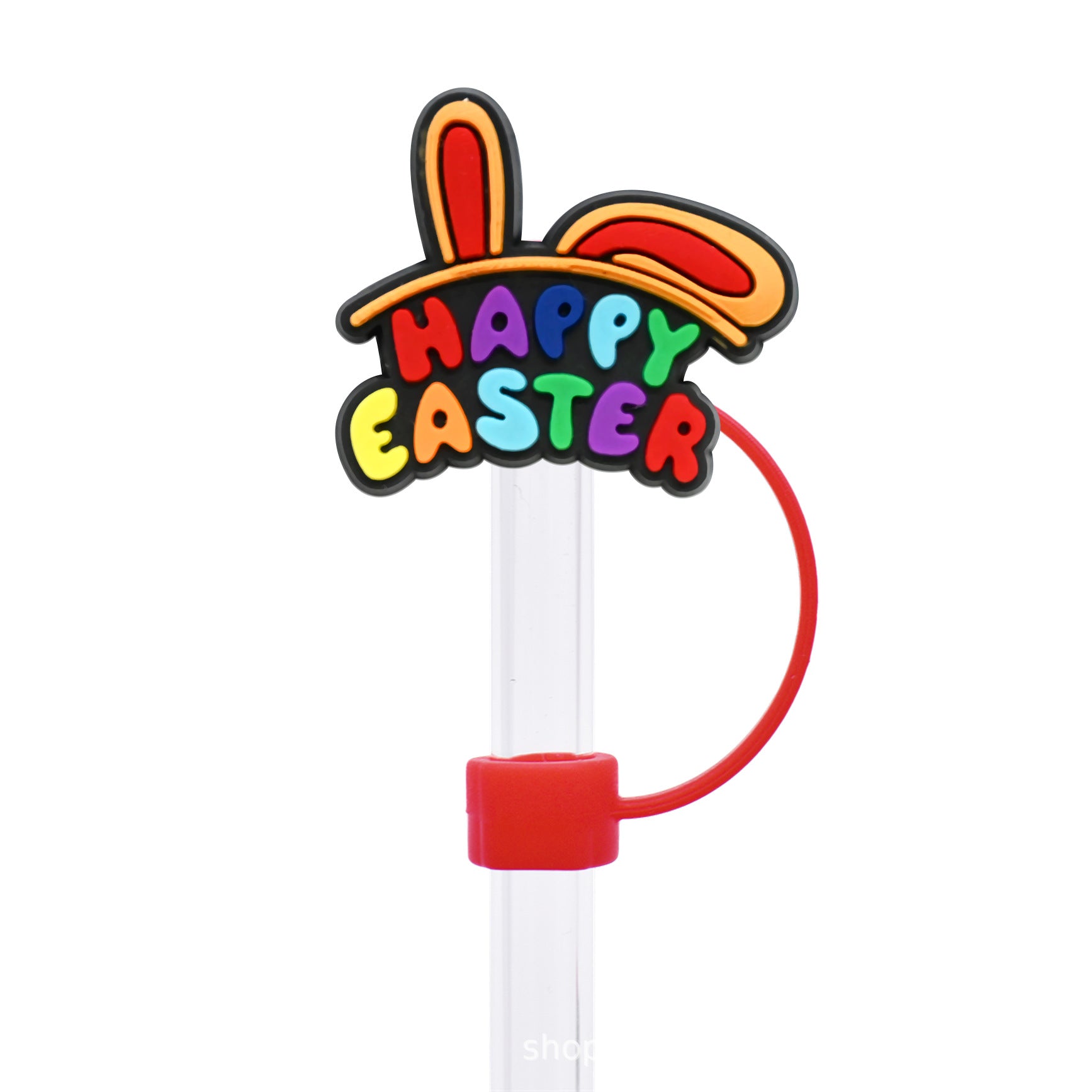 Wholesale Random 50pcs Easter Cute Bunny 10mm PVC Soft Straw Tube Cap