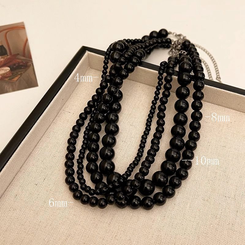 Wholesale Black Glass Pearl  Light Luxury  Pearl Necklace