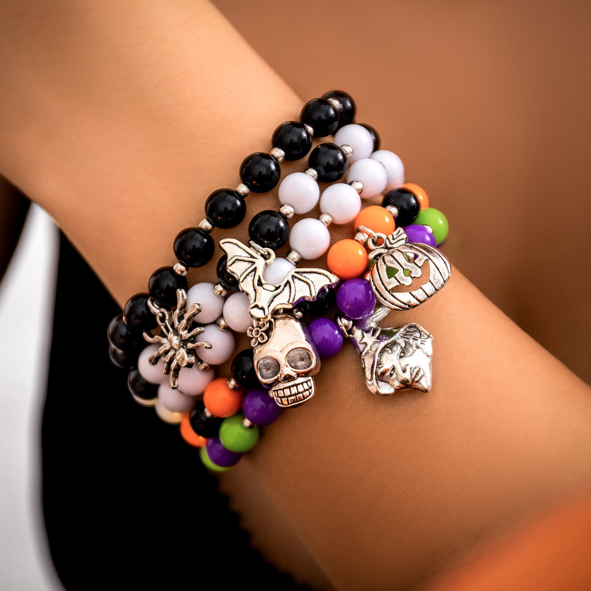Wholesale Halloween Ghost Face Beaded Bracelet Set ACC-BT-XueRou005