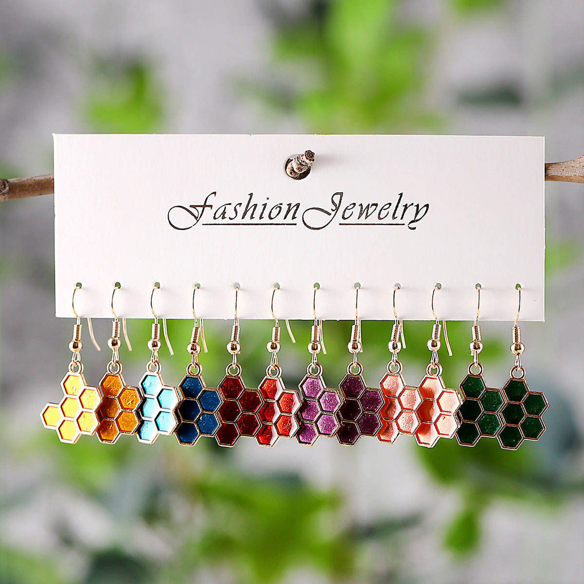 Wholesale  Candy-Colored Honeycomb Earring Set