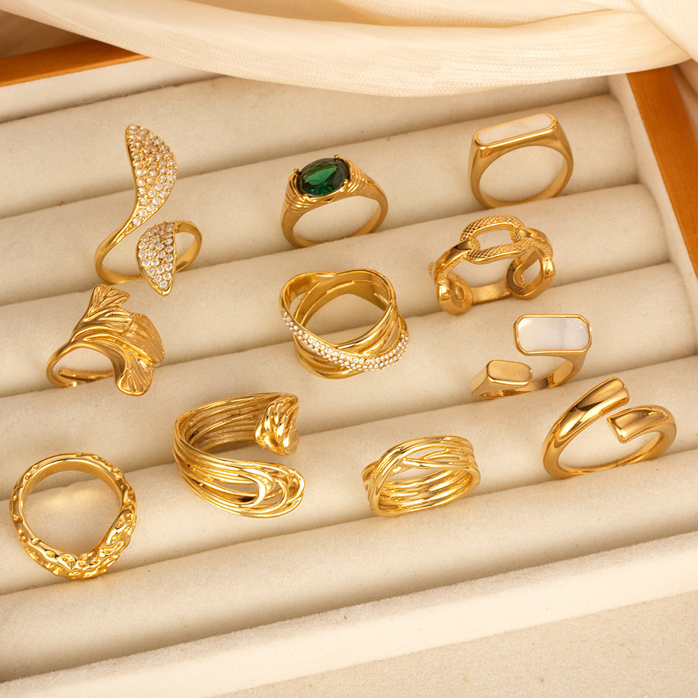 Wholesale Trendy Stainless Steel Cross Ring with Honeycomb Design,  Gold Finish Open Ring Fashion Accessory for Women