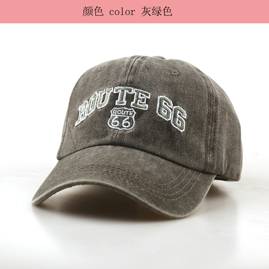 Wholesale Stylish Black Baseball Cap with Route 66 Letter Embroidery,  Outdoor Sun Protection Hat for Sports,  All-Season Casual,  Boutique Resale