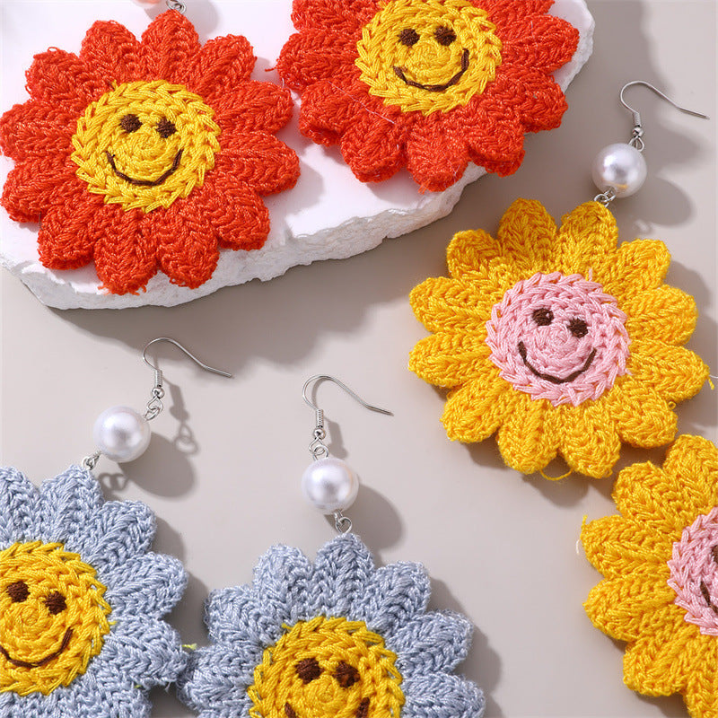 Wholesale Smiley Sunflower Cartoon Earrings