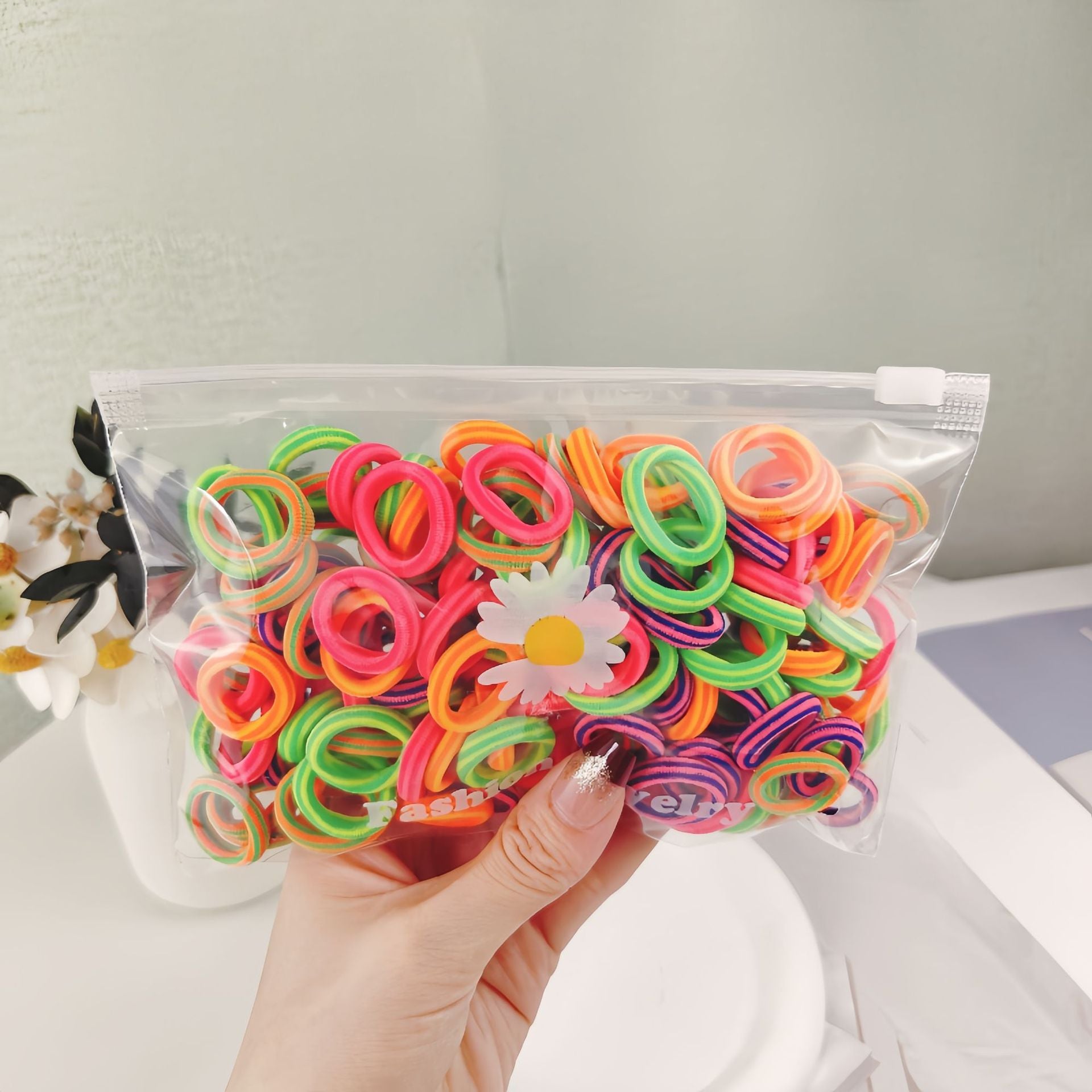 Wholesale 100pcs Children's Hair Tie Rubber Band Towel Ring Small Hair Scrunchies  ACC-HS-Mengz003