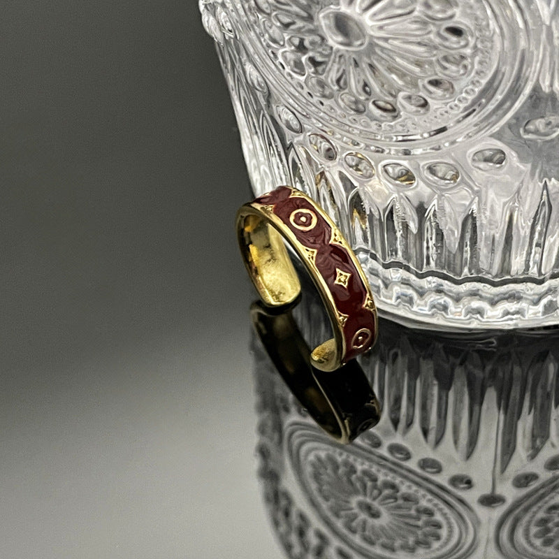 Wholesale Red Drop Glaze White Open Ring