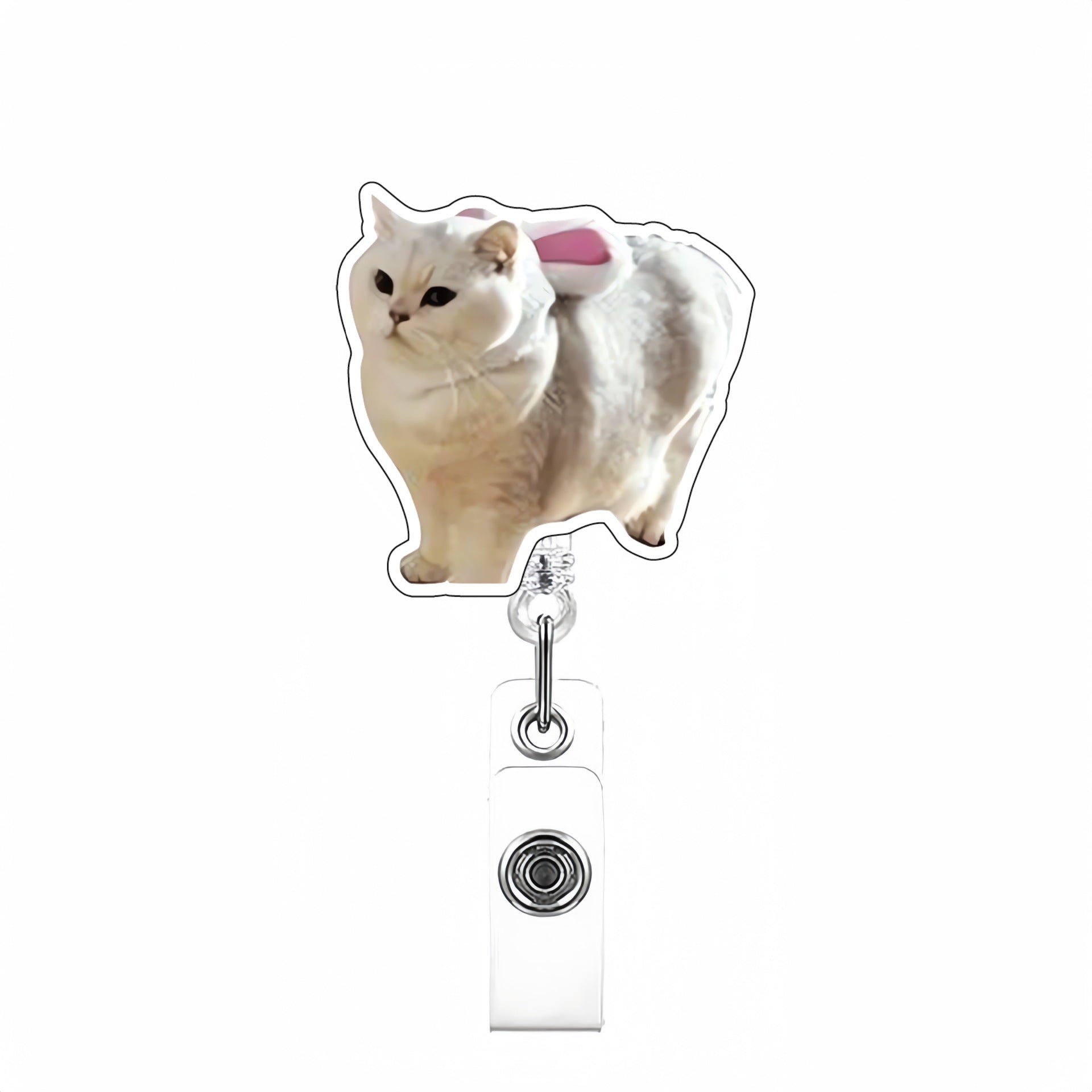Wholesale Cute Cat Acrylic Retractable Rotating Badge Keychain
