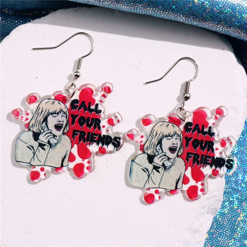 Wholesale  Twins Horror  Face Acrylic Earrings