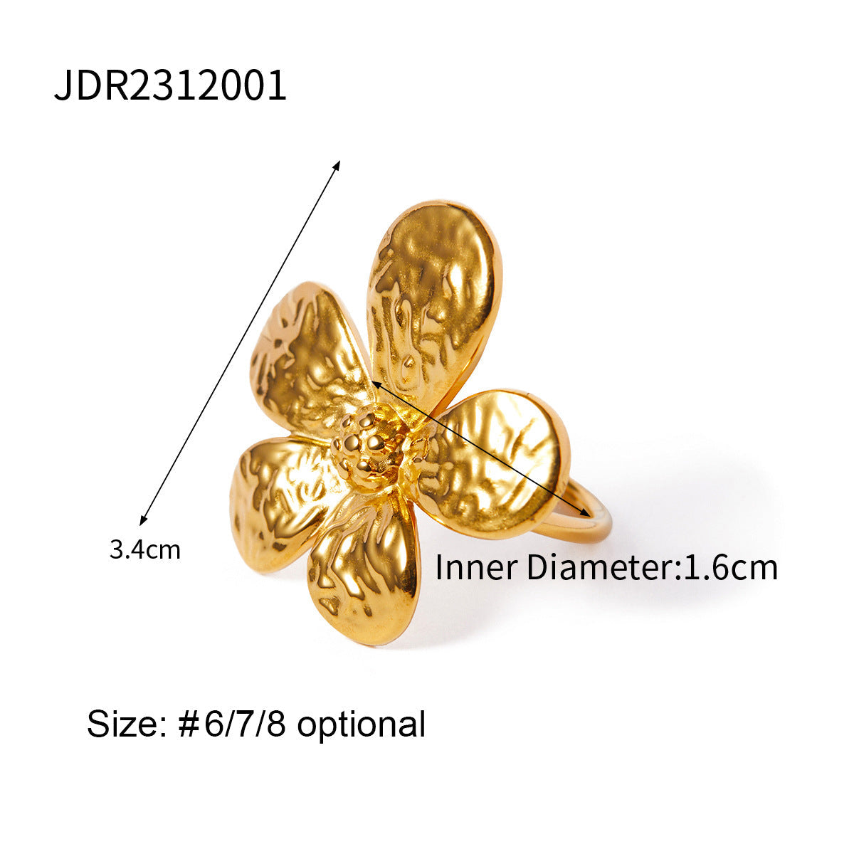 Wholesale Stainless Steel 18kGold flower earrings