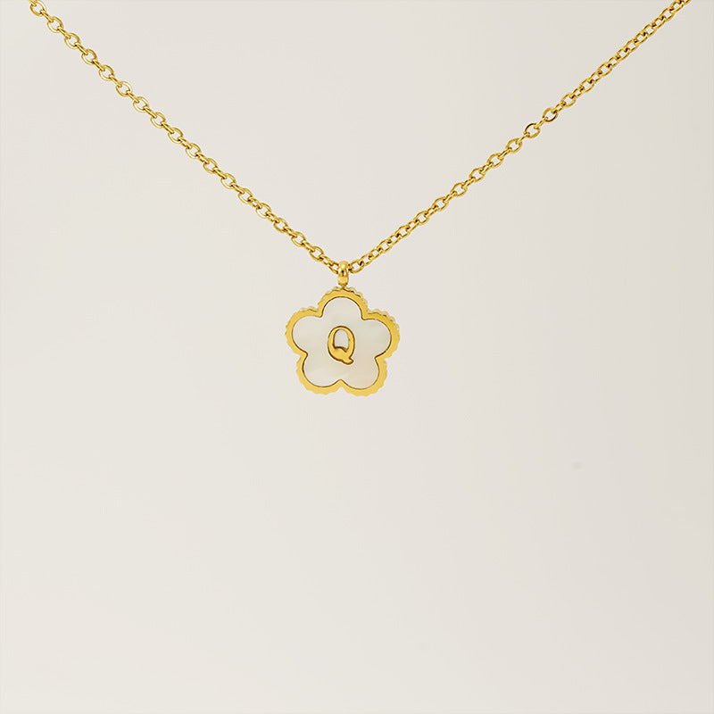 Wholesale Stainless Steel Letter Flower Necklace