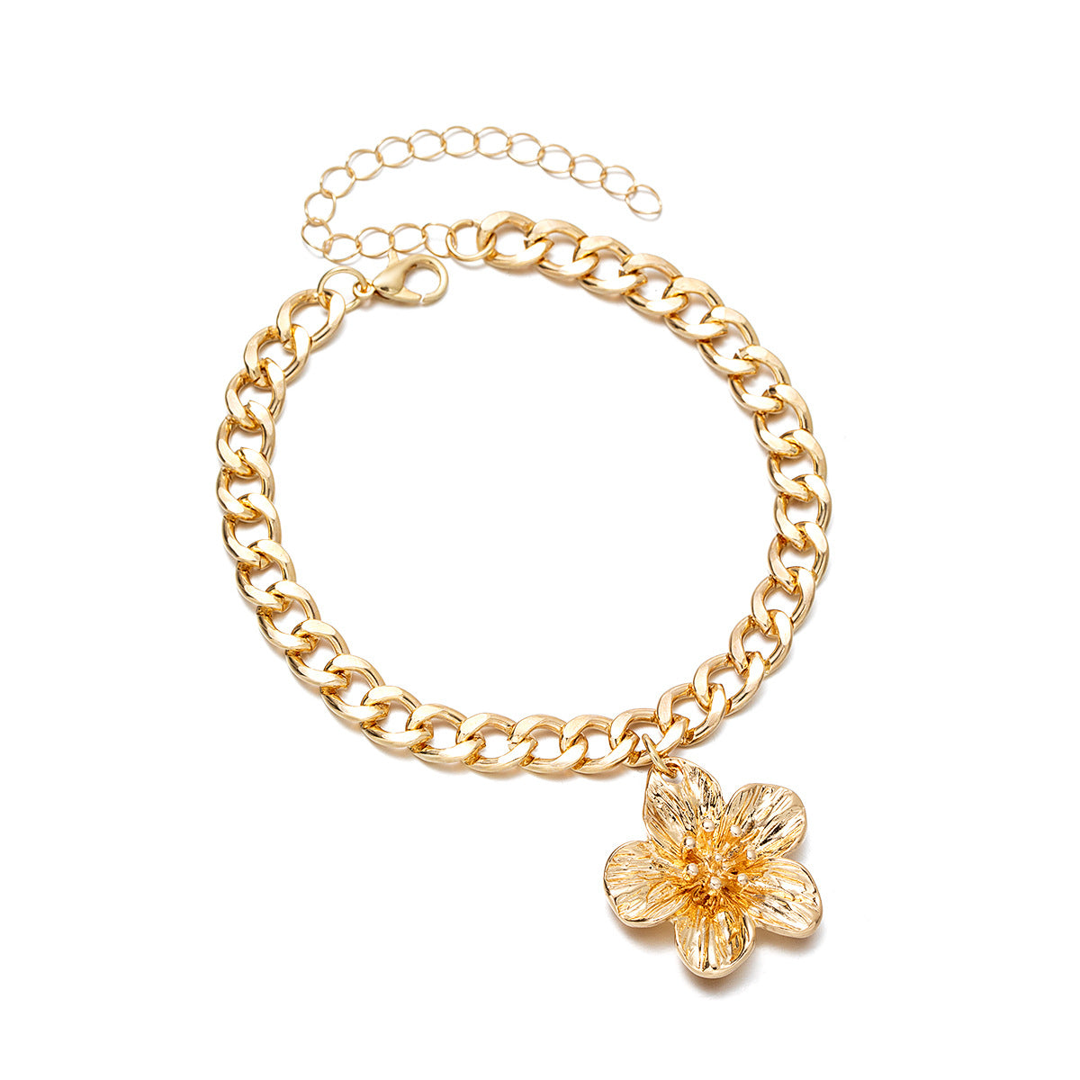 Wholesale three-dimensional alloy flower  anklet