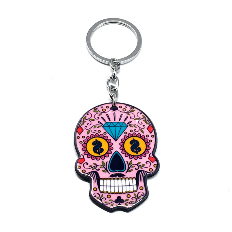 Wholesale Halloween Colorful Acrylic Skull Keychains ACC-KC-Yiyan002