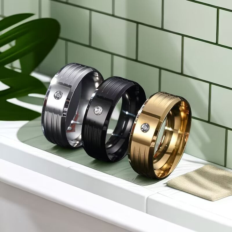 Wholesale Titanium Steel ring diamond-embedded personality men's ring