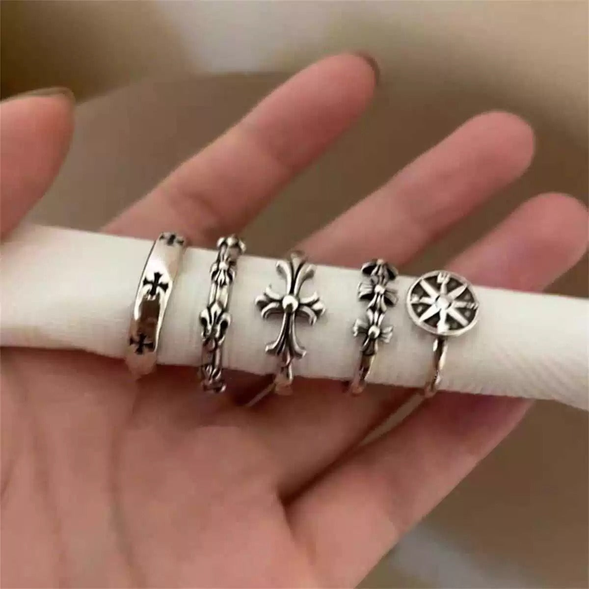 Wholesale Cross Gothic Ring Vintage Retro Relief Design Adjustable Unisex Fashion Accessory Gift