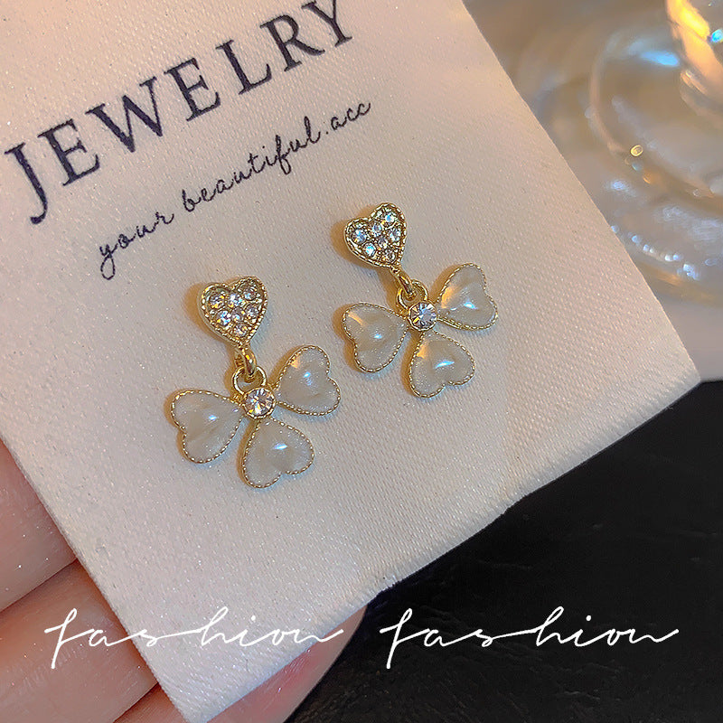 Wholesale  Love Flower Stud Earrings Women's 925 Silver Needle Long Tassel Earrings