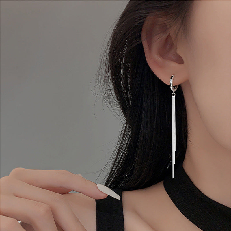 Wholesale Copper Electroplated Snake Bone Tassel Earrings Elegant Korean Style Face Slimming Design Boutique Resale