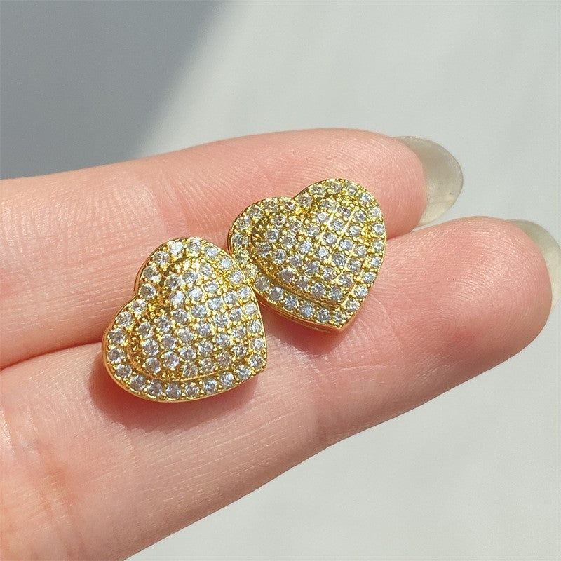 Wholesale Copper Cubic Zirconia Heart Earrings for Women,  Silver Tone Gift Jewelry for Anniversary or Party Wear
