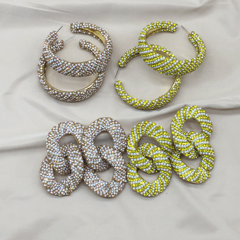 Wholesale Light Luxury Colored Glass Rice Bead Earrings ACC-ES-KangD004