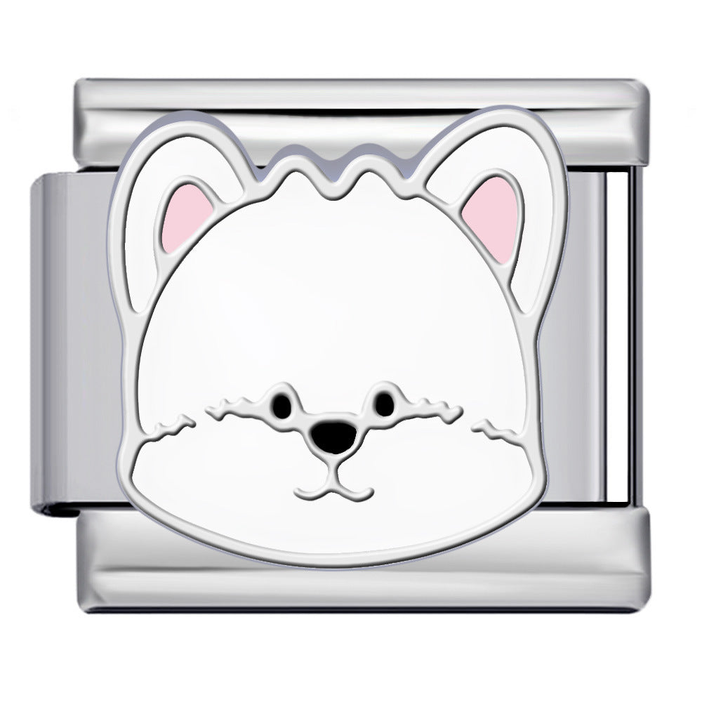 Wholesale Italian Charm Bracelet 9mm DIY Splicing Cute Cartoon Dog Stainless Steel Composable Bracelet