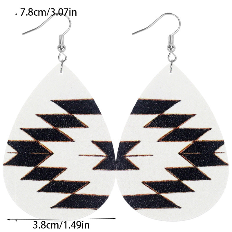 Wholesale Bohemian Flower Geometric Drop Leather Earrings ACC-ES-WeiAn002