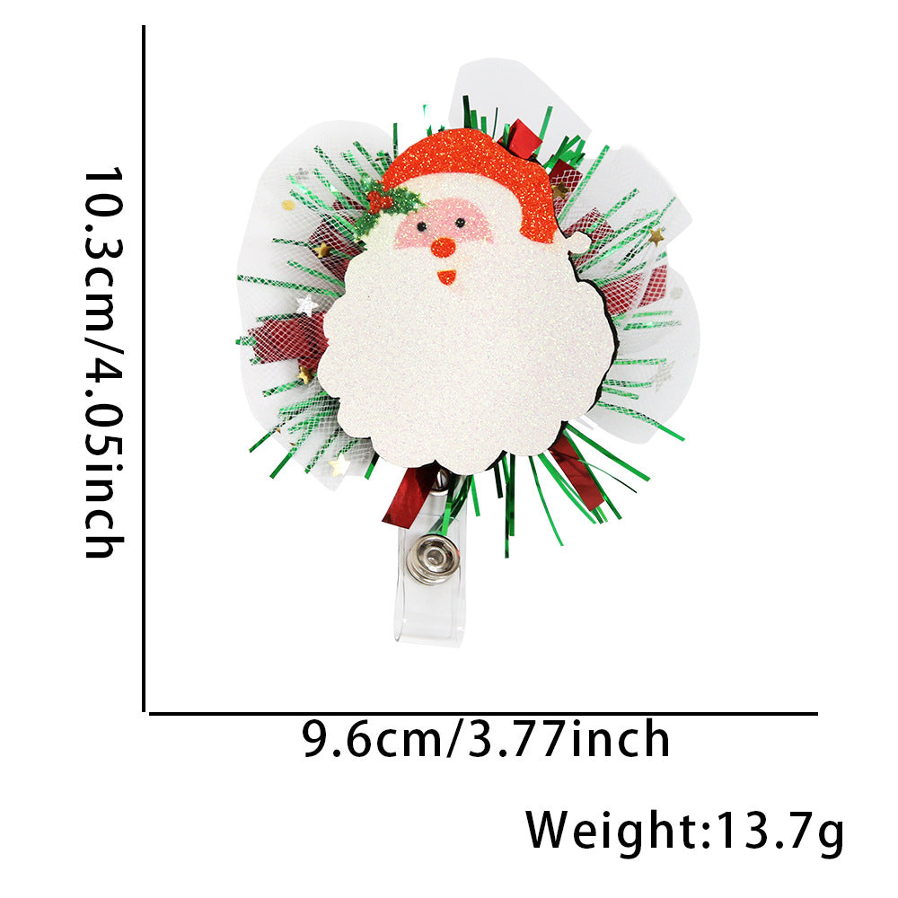 Wholesale Christmas Glitter Cartoon Snowman Elk Badge Reels Keychains ACC-KC-ZhouHao002